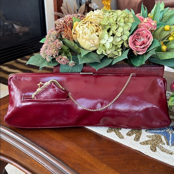 HOBO Handbags - Hobo International Vintage Red Patent Leather Long Clutch Bag Chain Coin Purse
